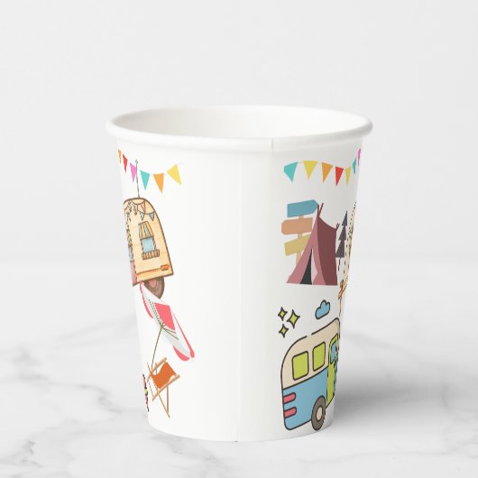 Retro Camping-thema Papieren Bekers (Rechts)