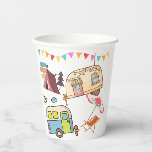 Retro Camping-thema Papieren Bekers (Voorkant)