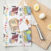 Retro Camping-thema Theedoek (Quarter Fold)