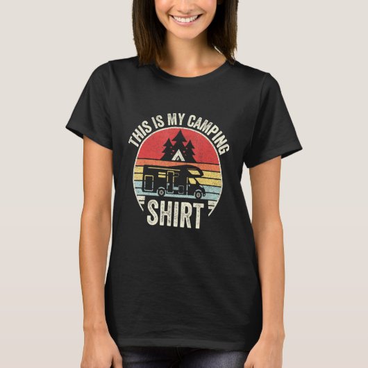 Retro Camping Trailer Camper Van T-shirt (Voorkant)