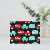 Retro Camping Trailer Turquoise Red Vintage Cars Briefkaart (Staand voorkant)