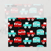 Retro Camping Trailer Turquoise Red Vintage Cars Briefkaart (Voorkant / Achterkant)