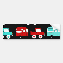 Retro Camping Trailer Turquoise Red Vintage Cars Bumpersticker