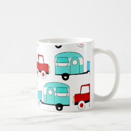 Retro Camping Trailer Turquoise Red Vintage Cars Koffiemok