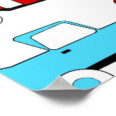 Retro Camping Trailer Turquoise Red Vintage Cars Poster (Hoek)