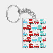 Retro Camping Trailer Turquoise Red Vintage Cars Sleutelhanger (Voorkant Links)