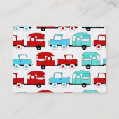 Retro Camping Trailer Turquoise Red Vintage Cars Visitekaartje (Achterkant)
