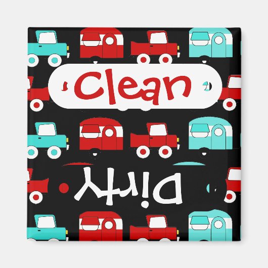 Retro Camping Trailer Turquoise Red Vintage RV Magneet (Voorkant)
