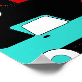 Retro Camping Trailer Turquoise Red Vintage RV Poster (Hoek)