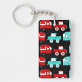 Retro Camping Trailer Turquoise Red Vintage RV Sleutelhanger (Voorkant)