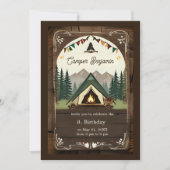 retro camping verjaardag jongen uitnodiging (Voorkant)
