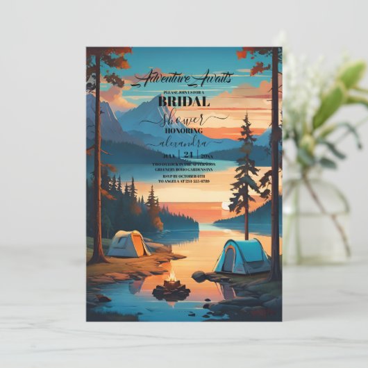Retro Camping Vrijgezellenfeest Kaart (Staand voorkant)