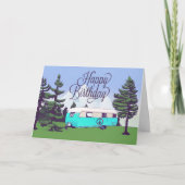 Retro-campingaanhanger met verjaardagsuitzicht op  kaart (Voorkant)