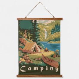 Retro Campingposter Buitenactiviteit Avontuur Natu Hangend Wandkleed