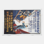 Retro Canada Britain stuamship migration poster, Theedoek (Horizontaal)