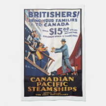 Retro Canada Britain stuamship migration poster,
