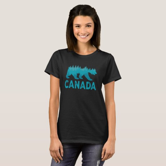Retro Canada Grizzly Beer Natuur Wandelen Camping  T-shirt (Voorkant volledig)