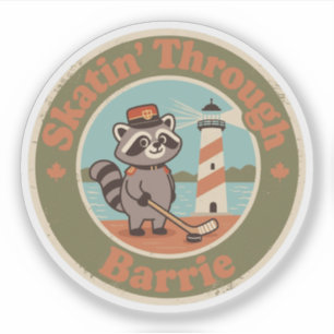 Retro Canadese Wasbeer Barrie Hockey Sticker