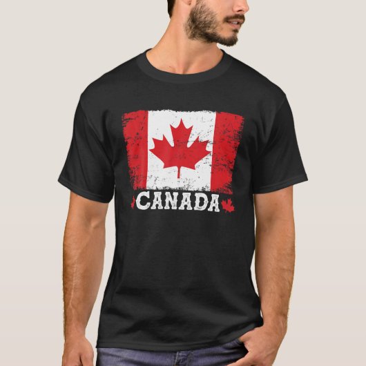  retro Canadian Maple Leaf Canada Flag T-shirt (Voorkant)