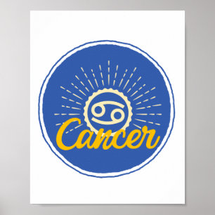 Retro Cancer Zodiac Sign Badge Poster