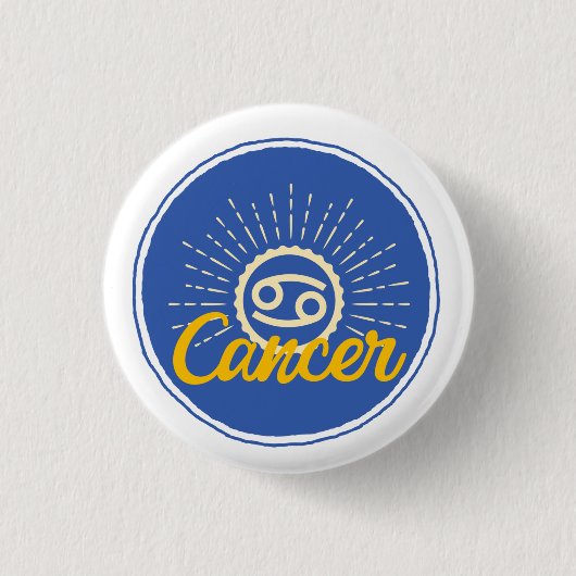 Retro Cancer Zodiac Sign Ronde Button 3,2 Cm (Voorkant)