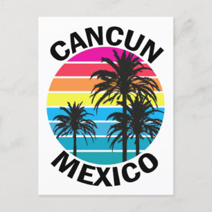 Retro Cancun Mexico Palm Tree Travel Briefkaart
