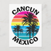 Retro Cancun Mexico Palm Tree Travel Briefkaart (Voorkant)