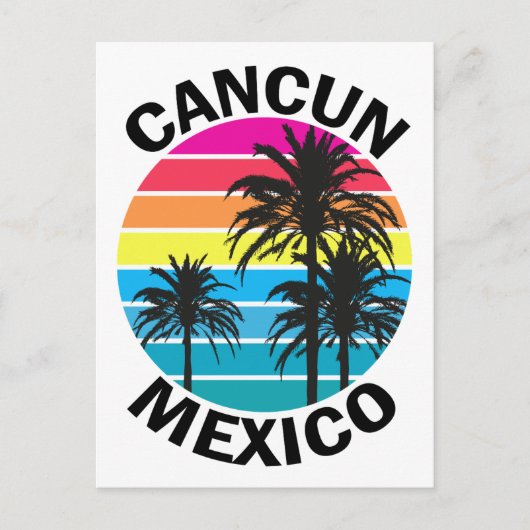 Retro Cancun Mexico Palm Tree Travel Briefkaart (Voorkant)