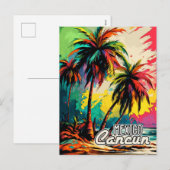 Retro Cancun Mexico Poster Pop Art Travel Feestdagenkaart (Voorkant / Achterkant)