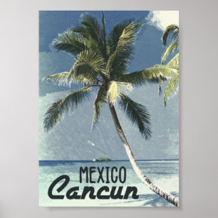  retro Cancun Mexico Reizen Ocean Beach Art Poster