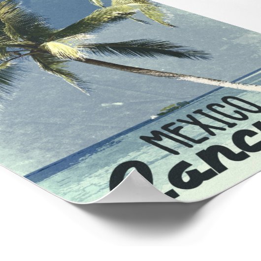  retro Cancun Mexico Reizen Ocean Beach Art Poster (Hoek)