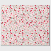 Retro Candy Cane Bloemenroze Kerstmis Cadeaupapier (Vlak)