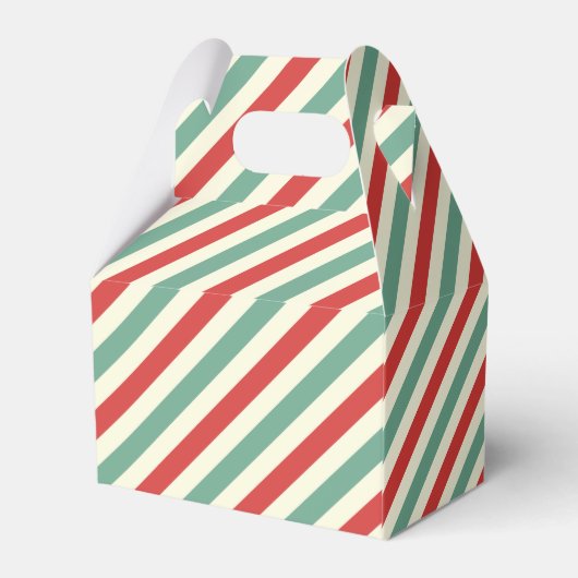 Retro Candy Cane Christmas Stripes Rood Groen Bedankdoosjes (Achterkant)