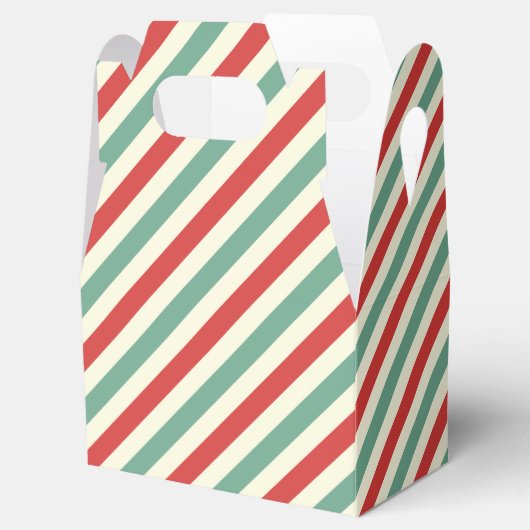Retro Candy Cane Christmas Stripes Rood Groen Bedankdoosjes (Geopend)