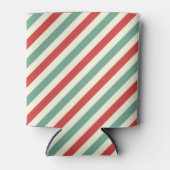 Retro Candy Cane Christmas Stripes Rood Groen Blikjeskoeler (Voorkant)