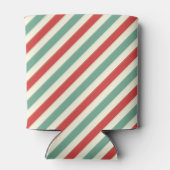 Retro Candy Cane Christmas Stripes Rood Groen Blikjeskoeler (Achterkant)