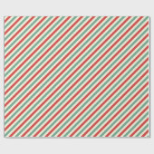 Retro Candy Cane Christmas Stripes Rood Groen Cadeaupapier (Vlak)