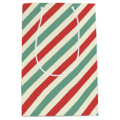 Retro Candy Cane Christmas Stripes Rood Groen Medium Cadeauzakje (Voorkant)