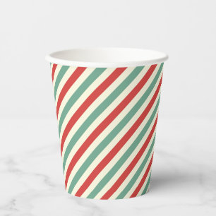Retro Candy Cane Christmas Stripes Rood Groen Papieren Bekers