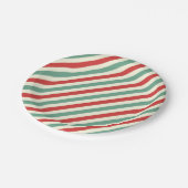 Retro Candy Cane Christmas Stripes Rood Groen Papieren Bordje (Gekanteld)