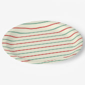 Retro Candy Cane Christmas Stripes Rood Groen Papieren Bordje (Gekanteld)