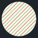 Retro Candy Cane Christmas Stripes Rood Groen Ronde Sticker<br><div class="desc">Retro Candy Cane Christmas Stripes Rood Groen</div>