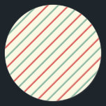 Retro Candy Cane Christmas Stripes Rood Groen Ronde Sticker<br><div class="desc">Retro Candy Cane Christmas Stripes Rood Groen</div>