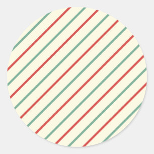 Retro Candy Cane Christmas Stripes Rood Groen Ronde Sticker