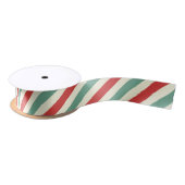 Retro Candy Cane Christmas Stripes Rood Groen Satijnen Lint (Spoel)