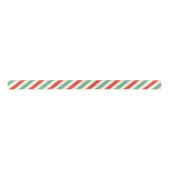 Retro Candy Cane Christmas Stripes Rood Groen Satijnen Lint (Voorkant)