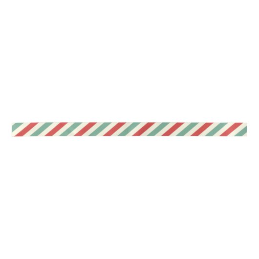 Retro Candy Cane Christmas Stripes Rood Groen Satijnen Lint (Voorkant)