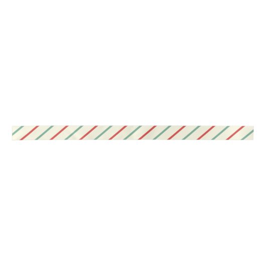 Retro Candy Cane Christmas Stripes Rood Groen Satijnen Lint (Voorkant)