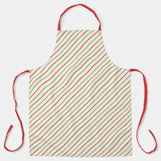 Retro Candy Cane Christmas Stripes Rood Groen Schort (Voorkant)