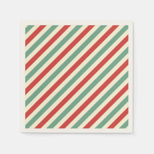 Retro Candy Cane Christmas Stripes Rood Groen Servet